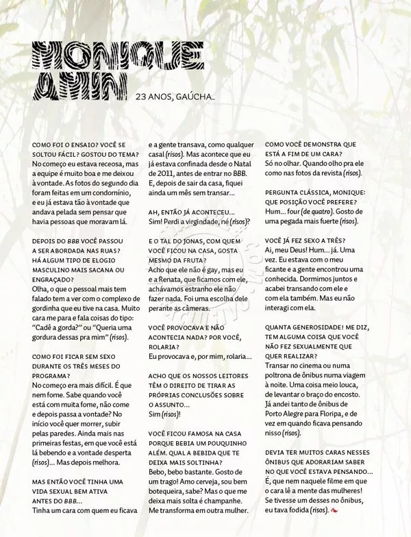 Ex-BBB Monique Amin Nua na Revista Sexy